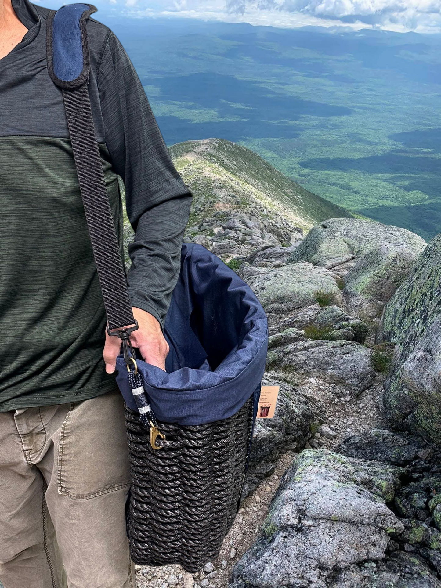 509 Handcrafted Woven Rope Pack Basket – Outdoor Venture Series – Hiking - Black BOHO