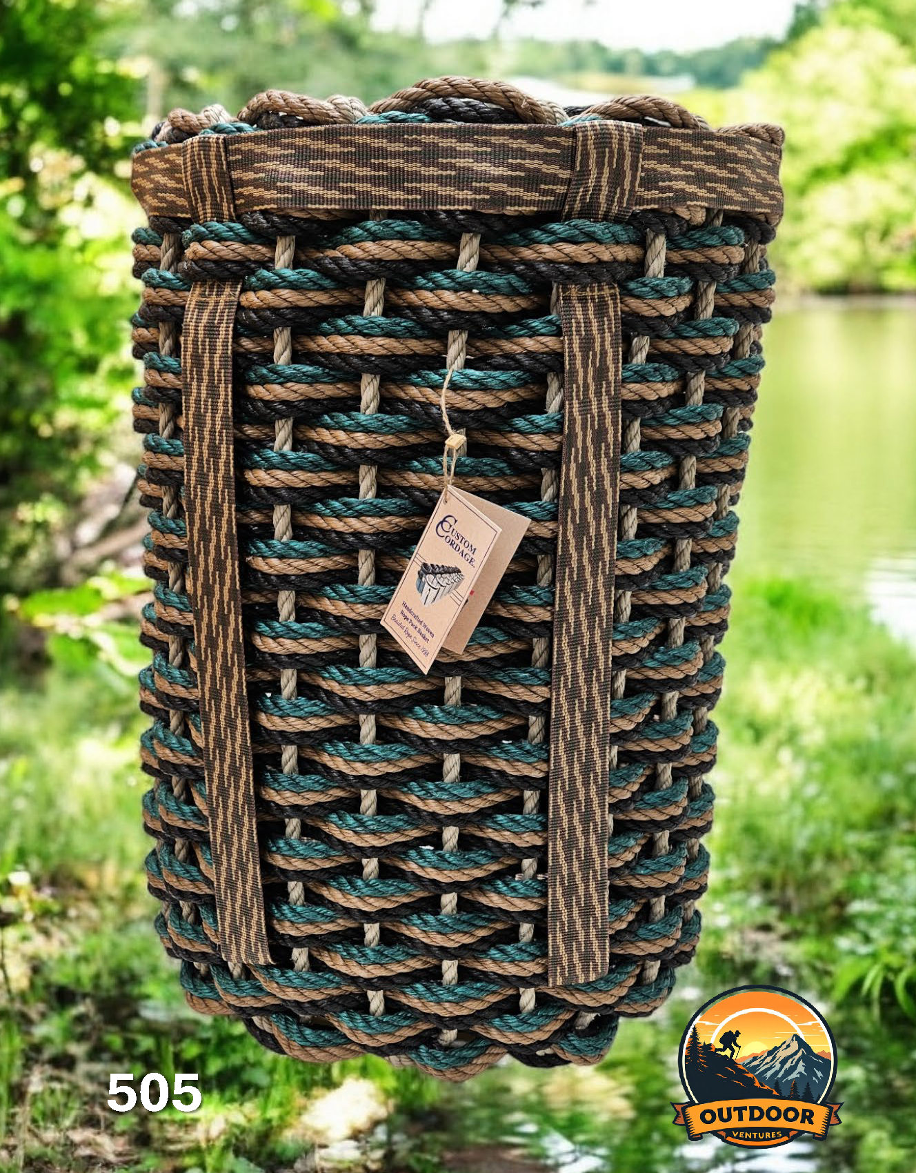 505 Handcrafted Woven Rope Pack Basket – Outdoor Venture Series – Outdoors - Camo Camo Strap